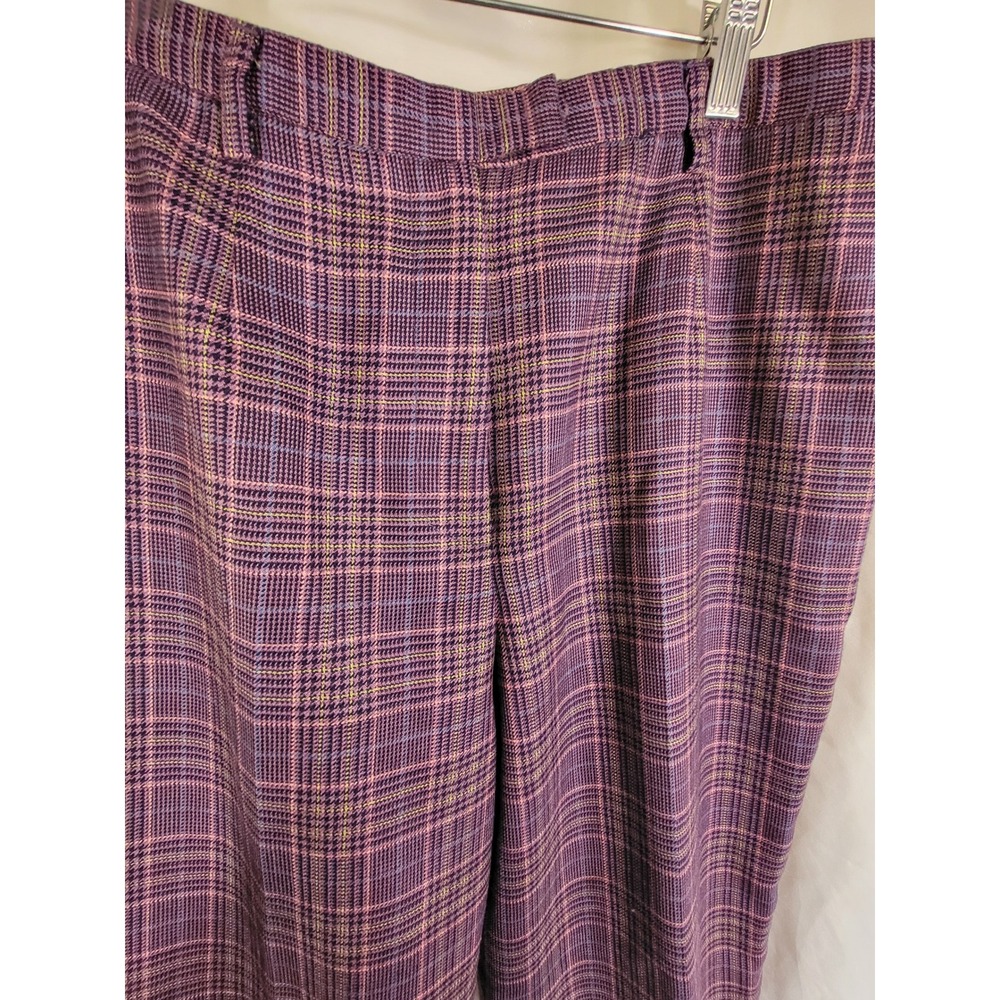 Pair of 2 Pendleton Womens Purple Glen Plaid 100% Virgin Wool Trousers Size‎ 12